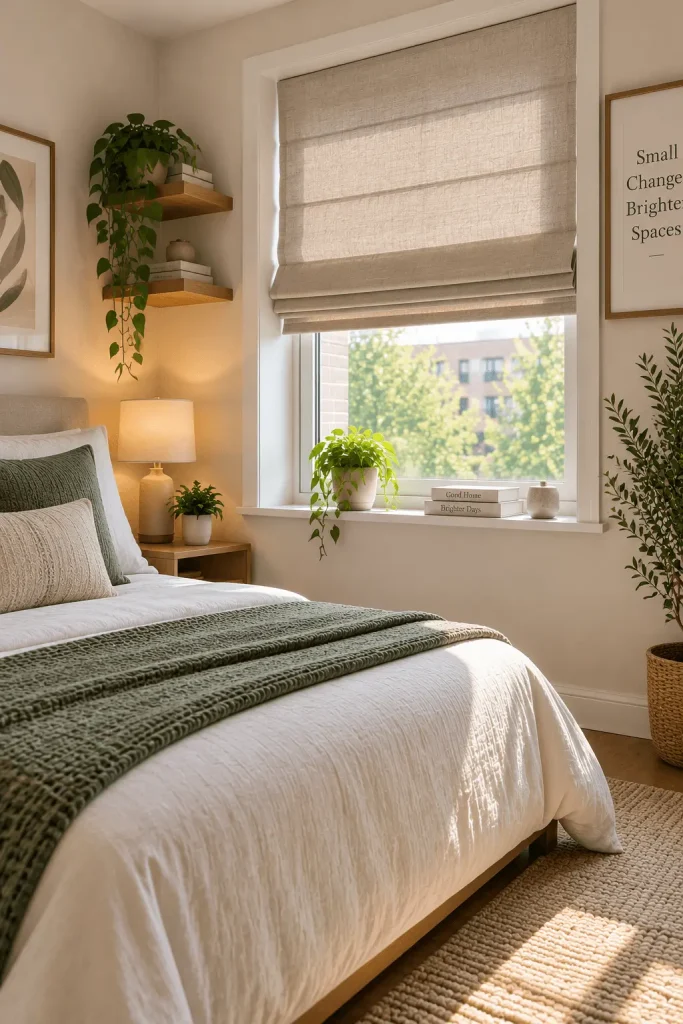Hang Roman Shades Instead of Bulky Floor-Length Curtains
