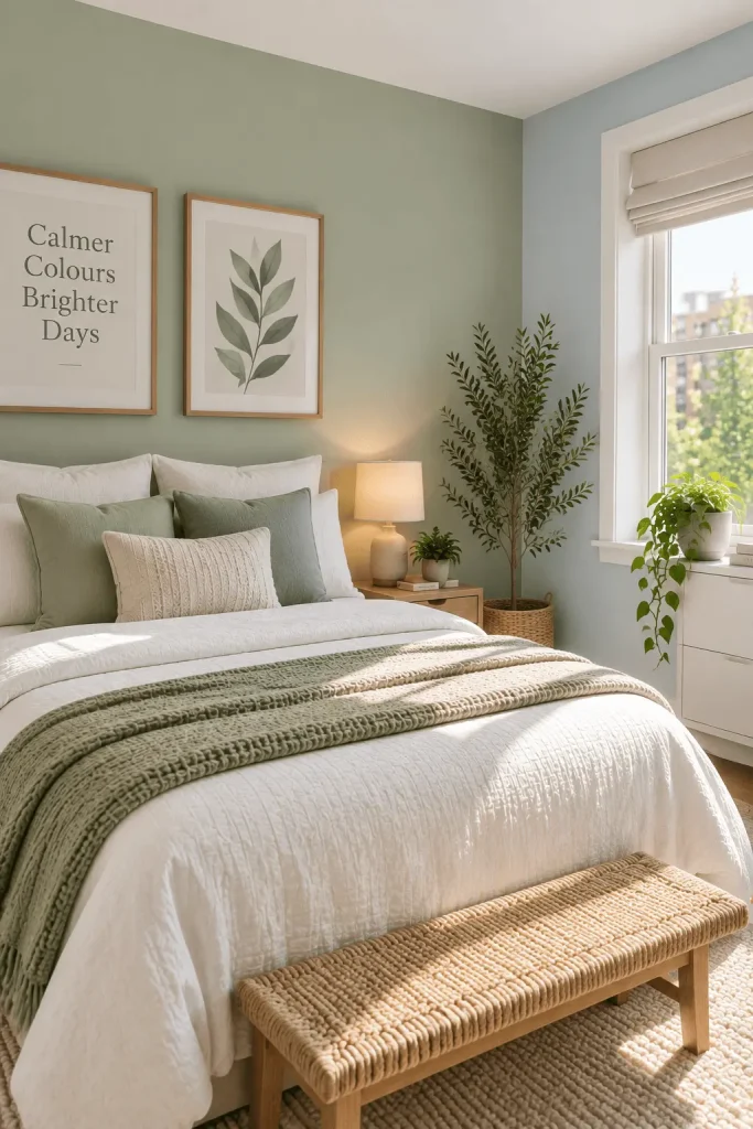 Paint Walls in Light-Reflecting Sage, White, or Soft Blue