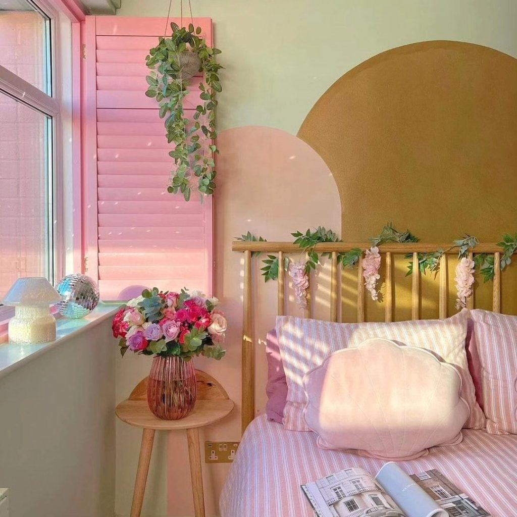 a Colourful Accent Wall Behind the Bed