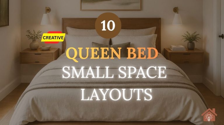 queen bed small space layouts ideas