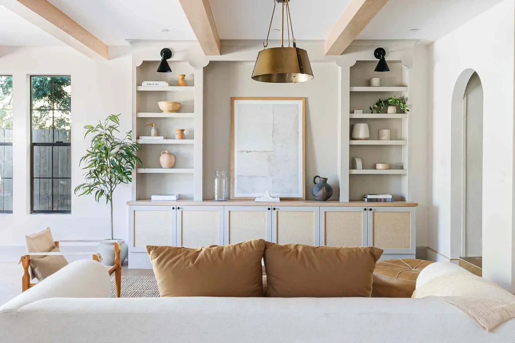 Small-living-room-with-built-in-shelves-and-light