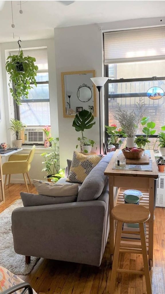 Sofa with a Kitchen Cart for Extra Surface
