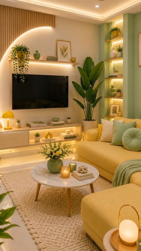 TV Wall in a Warm LED Glow