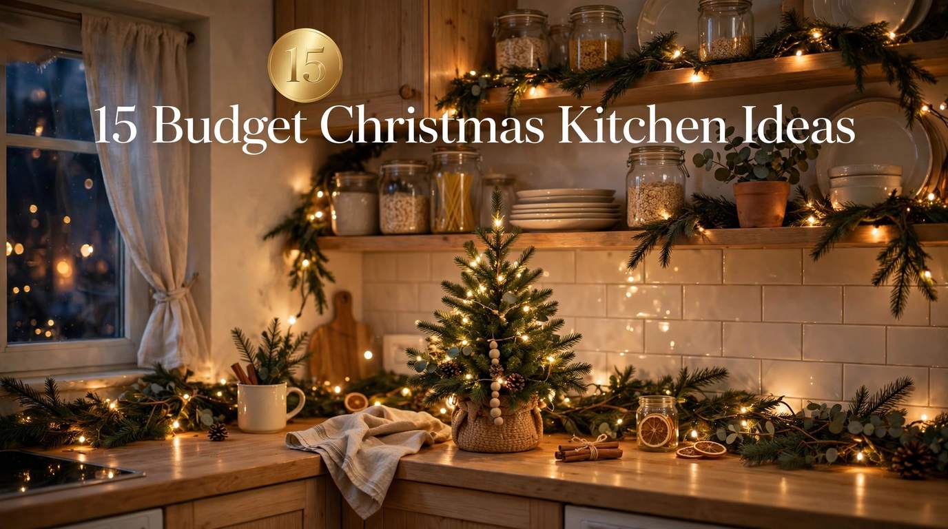 Small apartment kitchen decorated for Christmas on a budget — 15 budget Christmas kitchen ideas