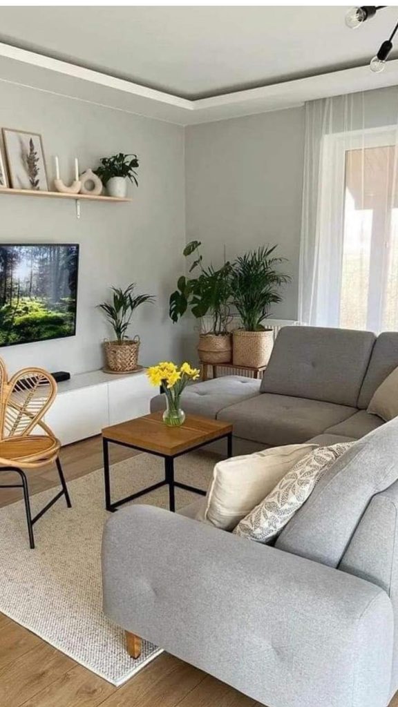 Float One Long Shelf Above a Low TV Unit